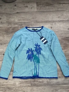 Crew Long Sleeved T Shirt Top Palm Tree Green Blue 10 New BNWT - Picture 1 of 3