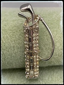 Set mazze da golf spilla cristallo rodiato strass spilla vintage - Foto 1 di 11
