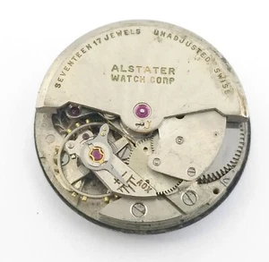 Antique Alstater Mens Wrist Watch Movement w/ Dial #B623 - Picture 1 of 4
