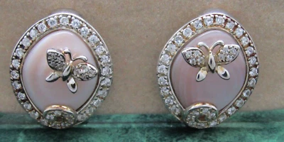 Pendientes Suzanne Somers Mariposa Clip Cuarzo Circonita cúbica Plata Esterlina Nuevos en Caja Foto 1 de 4