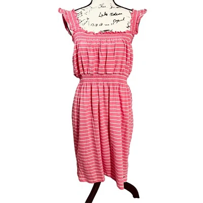 NWT Roxy Girl Sundress Girls 14 XL Pink Striped Sleeveless Beach Summer Dress C - Image 1 of 4