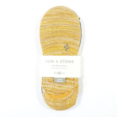 PAQUETE DE 3 CALCETINES MOCASINES SUN STONE REPREVE DORADO BLANCO AZUL BREZO NO SHOW PARA HOMBRE NUEVOS Foto 1 de 3