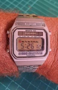 Rare Vintage (1979) SEIKO A156-5040 Solar Battery Sport 100 LCD Watch *Working* - Picture 1 of 14
