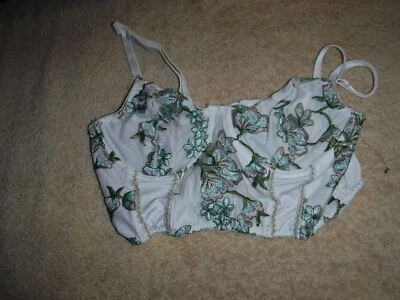Romwe Women's Bra Sheer Flower Embroidered Adjustable Straps White Small - Image 1 of 2