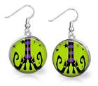 Halloween Witch Stockings & Boots Glass Top Dangle Earrings 2 Sizes