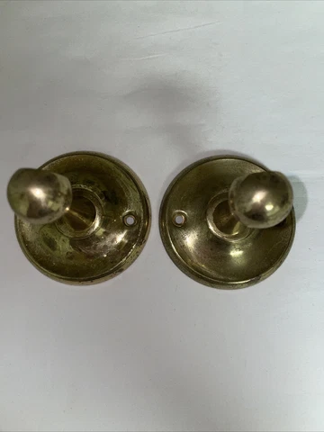 Vintage SOLID BRASS TOWEL BAR HOLDER MOUNTS ONLY No Bar  #2 5/8” Cover