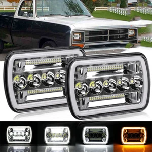 7X6'' 5X7" HALO DRL LED Headlight For Dodge W250 D350 Ram 81-93 Dodge Ramcharger - Picture 1 of 11