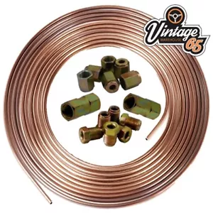 Copper Nickel Kunifer Brake Pipe Line 25ft 3/16" Metric Male Female Joiners Ends - Picture 1 of 1