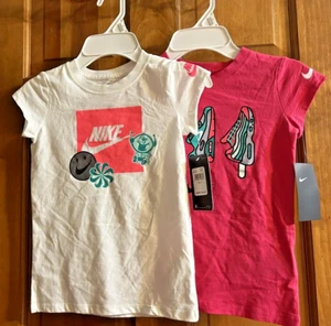 NIKE Tee's Girls Size 6 Short Sleeve Lot of 2 New with Tags - Picture 1 of 8