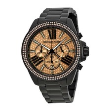 MICHAEL KORS MK5879 Everest Chronograph Rose Dial Black Ion-plated Ladies Watch