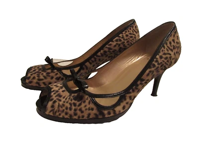Stuart Weitzman Leopard Peep-toe Pump Pony Hair Heels Shoes Size 9 N - Image 1 of 4