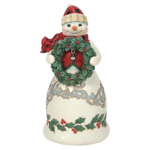Jim Shore Heartwood Creek Christmas Snowman with Wreath Figurine 6012866 - Picture 1 of 4