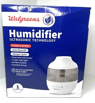 Walgreens Humidifier Ultrasonic Technology Visibile Cool Mist Whisper Quiet - Image 1 of 3