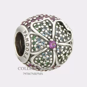 Perle authentique Pandora argent glorieuses fleurs cristaux violets/verts 797067 NRPMX - Photo 1/1