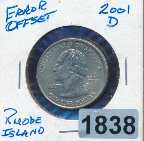 2001-D OFF CENTER  - WASHINGTON QUARTER - ERROR - UNCIRCULATED #1838 Cover