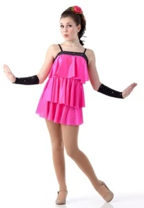 Cover Girls Hot Pink Child Small New Dance Costume Jazz & Tap Dress With Gloves - Picture 1 of 5