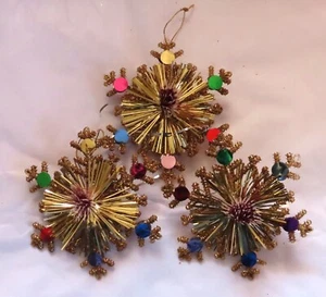 3 Vintage Weihnachtsschmuck Starburst Glitzer Lametta - Bild 1 von 6