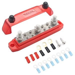Recoil BB38R Busbar 3x3/8” Studs 8 x #8 Screw Terminals Power Distribution Block - Picture 1 of 5