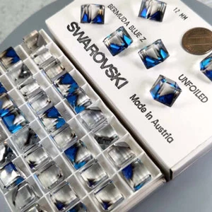 Swarovski 4841 Crystal Bermuda Blue Z Angled Cube Fancy Stones 6pcs size 12mm - Picture 1 of 1