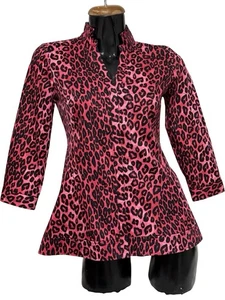 Camisa Lafayette 148 New York Mujer Rosa Rojo Estampado Animal Cuello Abotonada 2 - Imagen 1 de 19