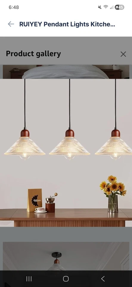 Luces Colgantes Isla Cocina: Paquete de 3 Lámparas Colgantes de Madera con Mano Bl... Foto 1 de 4