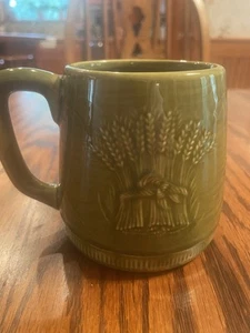 Franziskaner Keramik Weizenmuster Becher grüne Farbe Vintage Mid Century 50er Jahre - Bild 1 von 7