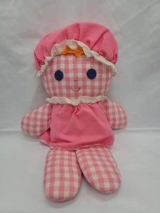 Muñeca bebé de peluche vintage-Fisher Price- Lolly Dolly 1975 rosa - sonajero de guinga- - Imagen 1 de 6