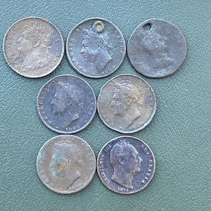 Georgian Farthings (7) Wilhelm IV Georg III Kupfer 1834 1827 Münzen Lot 19102 - Bild 1 von 8