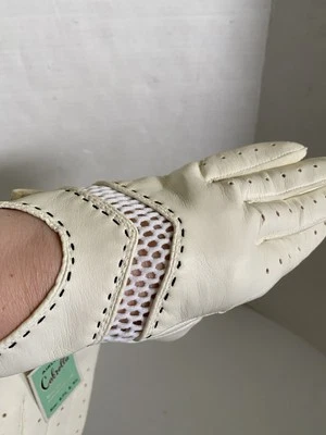 Guantes de conducción vintage de cuero sintético para mujer blancos talla B Foto 1 de 4