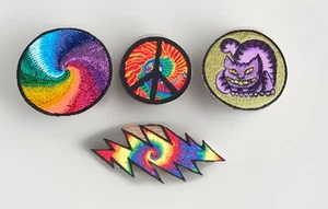 Lot of 4 Hippie Festival Embroidered Iron On/Sew On Patches - Picture 1 of 6