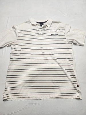 Camisa Polo Phat Farm Para Hombres XL Blanca Rayas Manga Corta Informal Algodón PK5SK376 Foto 1 de 4