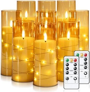 Flameless Candle with Remote Timer – 9 Flickering Acrylic Battery Operated LED P - Picture 1 of 8