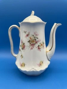 Antigua cafetera de porcelana LS&S Carlsbad - rosas amarillas, adornos dorados - Imagen 1 de 7