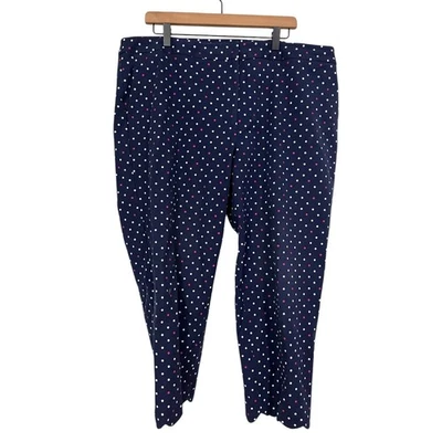Talbots Womens Blue White Red Polka Dot Slim Crop Pants Size 20W  - Image 1 of 4