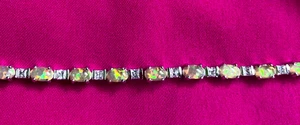Fire Opal Sterling Silver Tennis Bracelet Cubic Zirconia Heavy Weight Quality - Picture 1 of 9