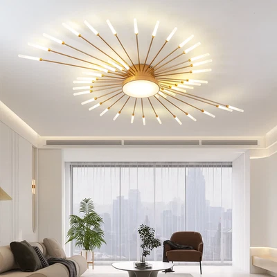 Plafoniera LED plafoniera soggiorno: 42+1 teste oro design moderno lampada corridoio - Immagine 1 di 4