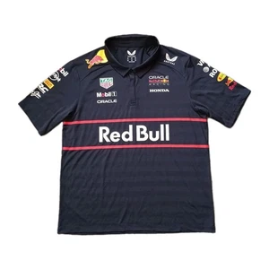 Red Bull Racing F1 Formula One Polo Shirt Mens XXL Navy Blue Logos 2025 Team - Picture 1 of 14