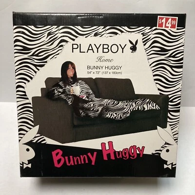 2010 Playboy Home Bunny Huggie Fleece Throw Blanket - Robe - Zebra Print VTG - Image 1 of 4