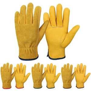 Unlined Cowhide Leather Safety Work Gloves For Heavy Duty Truck Driving Welding - Picture 1 of 16