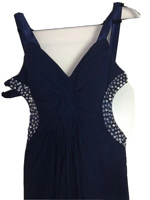 Grace Karin Women’s Royal Blue Prom Dress Formal Gown Rhinestones Open Sides - Image 1 of 4