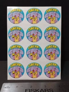 Vintage Stickers TREND Scratch N Sniff Sticker Sheet 80s ELEPHANT PEANUT Glossy - Picture 1 of 2