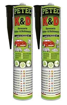 2x PETEC K&D Karosserie Klebe-&Dichtmasse schwarz in Kartusche 310ml - 94730 - Bild 1 von 3