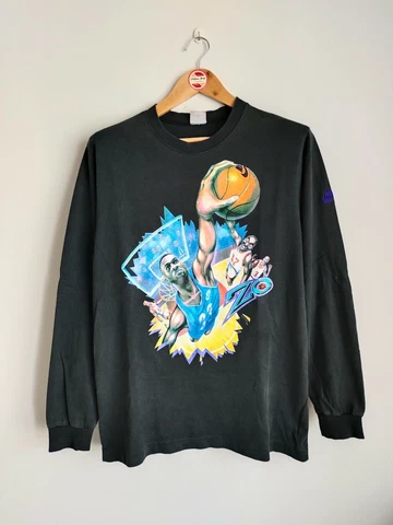 Rare Vintage Alonzo Mourningl x Nike Long Sleeves 90's shirt Basketball NBA Cover