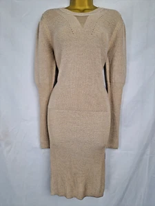 MOSCHINO Beige & Gold Knit Jumper Dress, Wool Blend, Sparkly Stitching UK8 BNWT - Picture 1 of 15