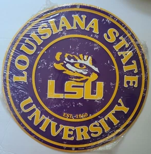 Letrero circular redondo de metal en relieve LSU Tigers - Imagen 1 de 1