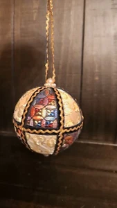 Fabric & Push Pin Ribbon Sequin Beaded Ball Ornaments - Picture 1 of 8