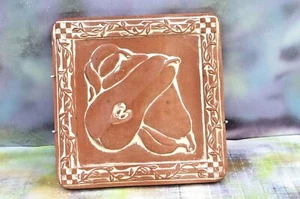 Terrakotta Birne geprägt große Wandfliese Untersetzer, Made in Mexico, 8 x 8 - Bild 1 von 6