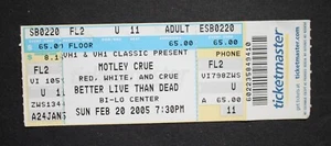 MOTLEY CRUE Ticket Stub - Feb 20, 2005 - BI LO Center  Greenville, SC - Picture 1 of 1