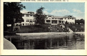 Postcard South Shore Inn Hotel Wawasee Lake IN Posted 1939 Kosciusko County - Picture 1 of 3