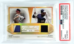 /5 PSA 9 Phil Niekro & Orlando Cepeda Dual Patch GAME USED 2023 FLAWLESS Pop 1 - Picture 1 of 4